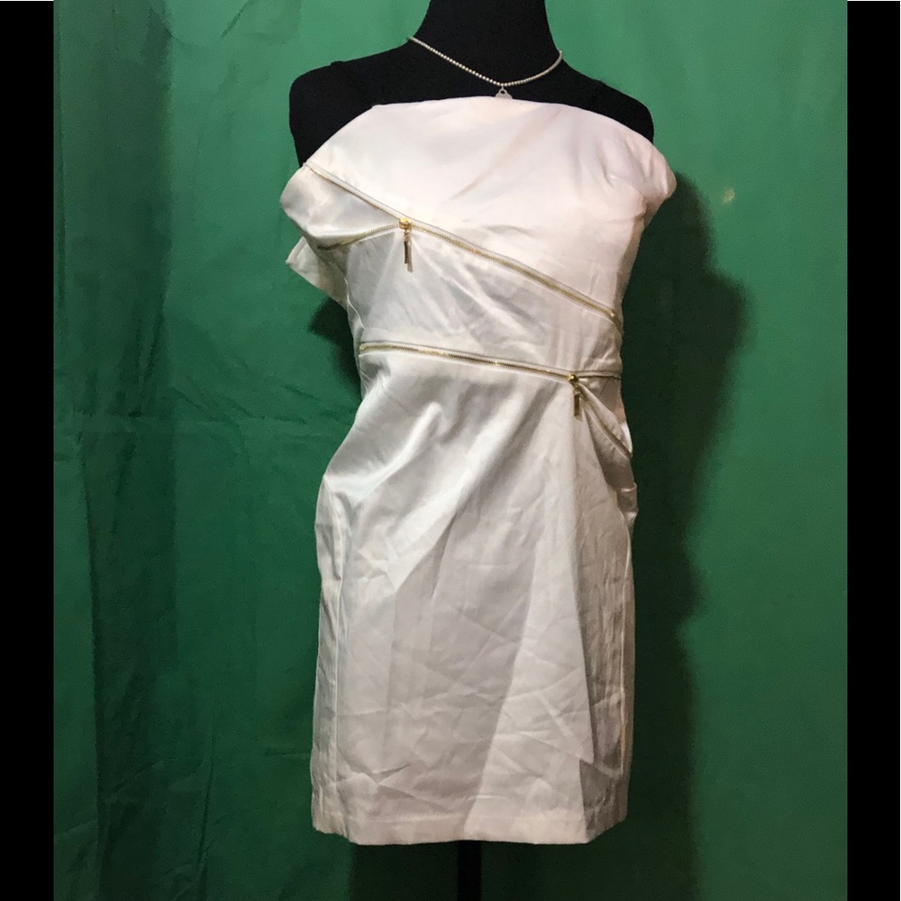👗 Lucy Paris designer cream zippered dress‎  small
